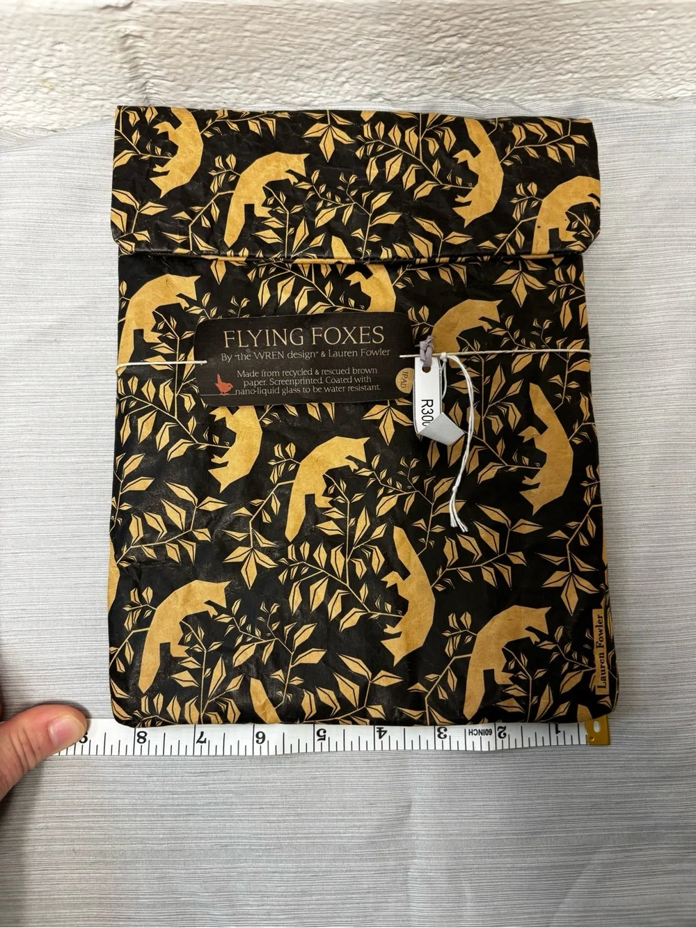 WREN Flying Fox Lauren Fowler iPad Sleeve Brown Black Fox Botanical Vintage NWT